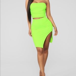 Lime green two piece dress